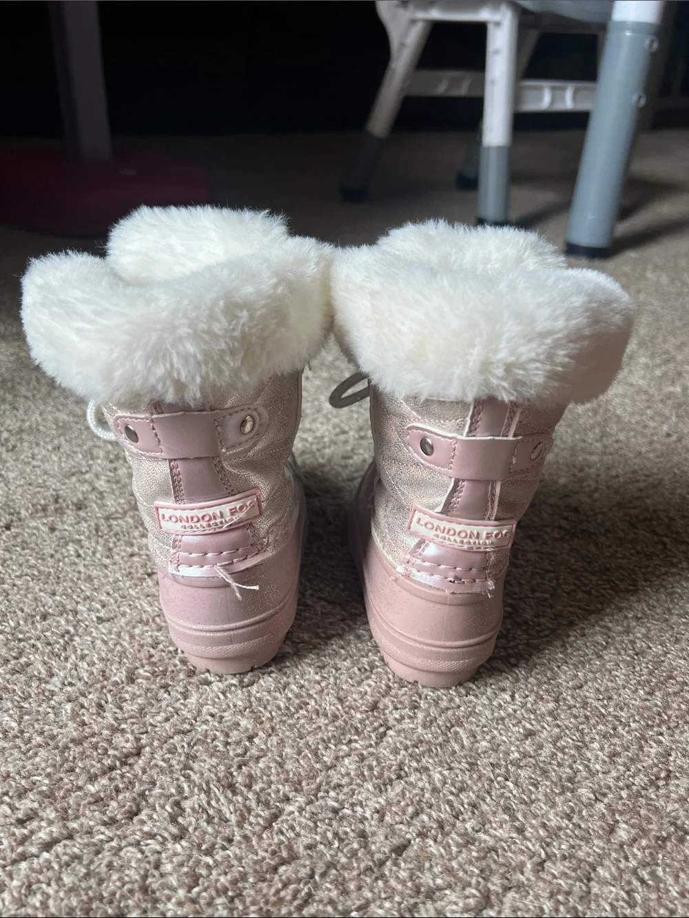 Toddler Size 6 Pink Faux-Fur Winter Boots